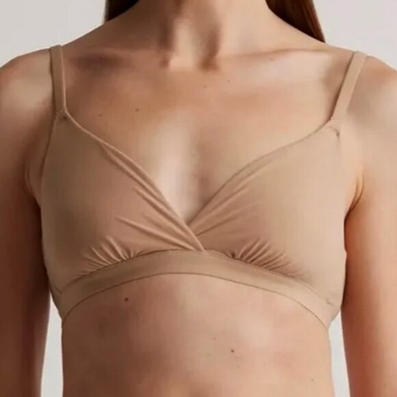 NWT Quince Second Skin Crossover Bralette (2-pack) in Sand Size Small - Picture 2 of 7